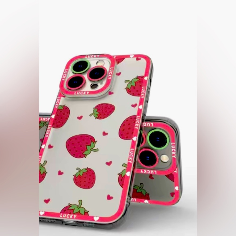 iPhone X/XS Clear Strawberries Prints Soft Phone Case NWOT